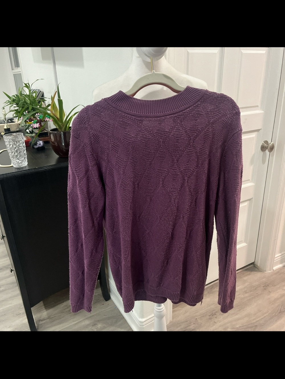 Alfred Dunner Purple Textured Knit Crewneck Sweater - Women